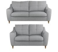 Furnishings For Less Baxter Tufted Fabric Sofa Suite - Silver
