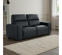 Furnishings For Less Belleza Modern Genuine Leather Electric Reclining 2 Seater Sofa Black