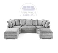 Furnishings For Less Bishop U-Shaped Grey Fabric Sofa - Scatter Back