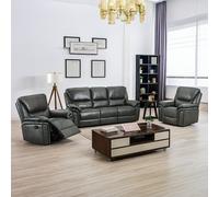 Furnishings For Less Boston Grey Leather Aire 3 Piece Sofa Suite Sofa Suite