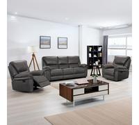 Furnishings For Less Boston Grey Suede Fabric 3 Piece Sofa Suite Sofa Suite