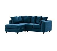 Furnishings For Less Brooklyn Full Foam Plush Velvet Corner Sofa - Blue - Left Hand Facing