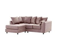 Furnishings For Less Brooklyn Full Foam Plush Velvet Corner Sofa - Pink - Left Hand Facing