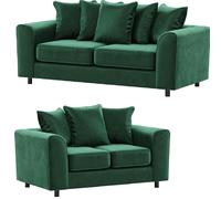 Furnishings For Less Brooklyn Full Foam Plush Velvet Sofa Suite - Green