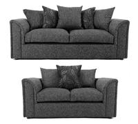 Furnishings For Less Byron Dundee Chenille Fabric Sofa Suite - Grey