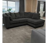 Furnishings For Less Casper Chenille Fabric Corner Sofa - Black - Right Hand Facing