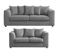 Furnishings For Less Casper Chenille Fabric Sofa Set - Grey