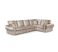 Furnishings For Less Chelsea Crushed Velvet Full Back 5 Seater L Shaped Corner Sofa - Mink - Right Hand Facing