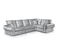 Furnishings For Less Chelsea Crushed Velvet Full Back 5 Seater L Shaped Corner Sofa - Silver - Right Hand Facing