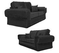 Furnishings For Less Chelsea Crushed Velvet Full Back Sofa Suite - Black