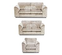 Furnishings For Less Crystal Crushed Velvet 3 Piece Sofa Suite Full Back - Mink