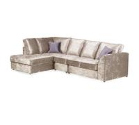 Furnishings For Less Crystal Crushed Velvet Full Back 5 Seater L Shaped Corner Sofa - Mink - Left Hand Facing