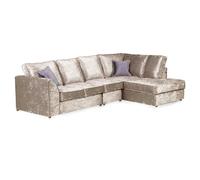 Furnishings For Less Crystal Crushed Velvet Full Back 5 Seater L Shaped Corner Sofa - Mink - Right Hand Facing