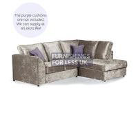 Furnishings For Less Crystal Crushed Velvet Full Back Corner Sofa - Mink - Right Hand Facing
