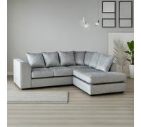 Furnishings For Less Crystal Crushed Velvet Scatter Corner Sofa - Silver - Right Hand Facing