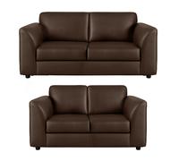 Furnishings For Less Dalmore Leather Sofa Suite - Brown