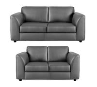 Furnishings For Less Dalmore Leather Sofa Suite - Grey