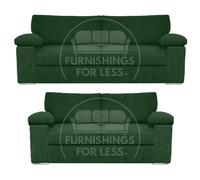 Furnishings For Less Delta Full Jumbo Cord 3 + 2 Seater Sofa Suite - Green