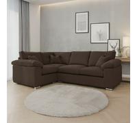 Furnishings For Less Delta Full Jumbo Cord 4 Seater Corner Sofa - Chocolate - Left Hand Facing