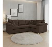 Furnishings For Less Delta Full Jumbo Cord 4 Seater Corner Sofa - Chocolate - Right Hand Facing