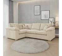 Furnishings For Less Delta Full Jumbo Cord 4 Seater Corner Sofa - Cream - Left Hand Facing
