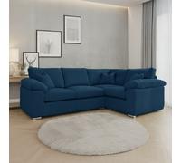 Furnishings For Less Delta Full Jumbo Cord 4 Seater Corner Sofa - Marine Blue - Right Hand Facing