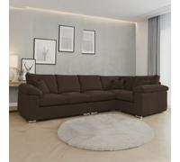 Furnishings For Less Delta Full Jumbo Cord 5 Seater L Shaped Corner Sofa - Chocolate - Right Hand Facing