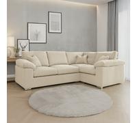 Furnishings For Less Delta Full Jumbo Cord 5 Seater L Shaped Corner Sofa - Cream - Right Hand Facing