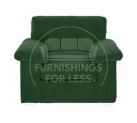 Furnishings For Less UK Delta Large Fabric Armchair Sofa Padded Arms Jumbo Cord Green