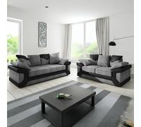 Furnishings For Less Dino Mixed Fabric Sofa Suite - Black and Grey