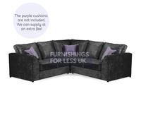 Furnishings For Less Ferguson / Crystal Crushed Velvet Full Back Corner Sofa - Black