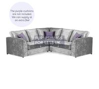 Furnishings For Less Ferguson / Crystal Crushed Velvet Full Back Corner Sofa - Silver