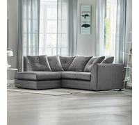 Furnishings For Less Fernando Plush Velvet Corner Sofa - Grey - Left Hand Facing