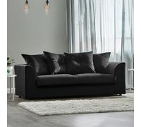 Furnishings For Less Fernando Plush Velvet Fabric 3 Seater Sofa - Black