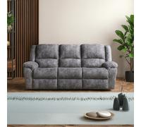 Furnishings For Less Galaxy Plush Velvet Grey Electric Reclining 3 Seater Sofa