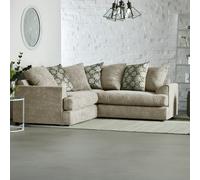 Furnishings For Less Graceland Fabric 5 Seater Corner Sofa - Stone
