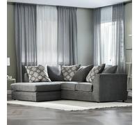 Furnishings For Less Graceland Fabric Corner Sofa - Pewter - Left Hand Facing