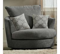Furnishings For Less Graceland Fabric Swivel Chair - Pewter