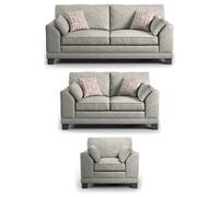 Furnishings For Less Hilliard Fullback Fabric 3 Piece Sofa Suite - Mist