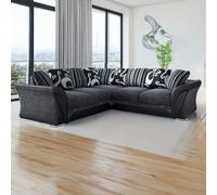 Furnishings For Less UK LIsbon Black and Grey L Shaped 5 Seater Corner Sofa, Grey