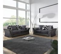 Furnishings For Less UK Lisbon Black and Grey 3 + 2 Sofa Suite, Grey