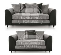 Furnishings For Less Luca Mixed Fabric Sofa Suite - Scatter Back - Black and Grey