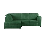 Furnishings For Less Luxor Cord Fabric 4 Seater Corner Sofa Full Back - Green - Left Hand Facing