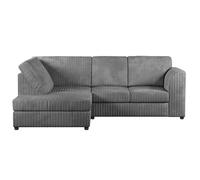 Furnishings For Less Luxor Cord Fabric 4 Seater Corner Sofa Full Back - Grey - Left Hand Facing