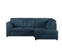 Furnishings For Less Luxor Cord Fabric 4 Seater Corner Sofa Full Back - Navy Blue - Right Hand Facing