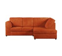 Furnishings For Less Luxor Cord Fabric 4 Seater Corner Sofa Full Back - Orange - Right Hand Facing