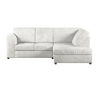 Furnishings For Less UK Luxor Silver Jumbo Cord 4 Seater Corner Sofa Right Hand Facing - Full Back