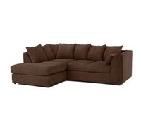 Furnishings For Less Luxor Cord Fabric 4 Seater Corner Sofa Scatter Back - Chocolate - Left Hand Facing