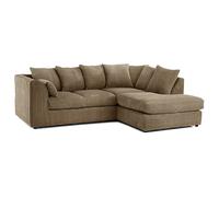Furnishings For Less Luxor Cord Fabric 4 Seater Corner Sofa Scatter Back - Coffee - Right Hand Facing