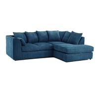 Furnishings For Less Luxor Cord Fabric 4 Seater Corner Sofa Scatter Back - Marine Blue - Right Hand Facing